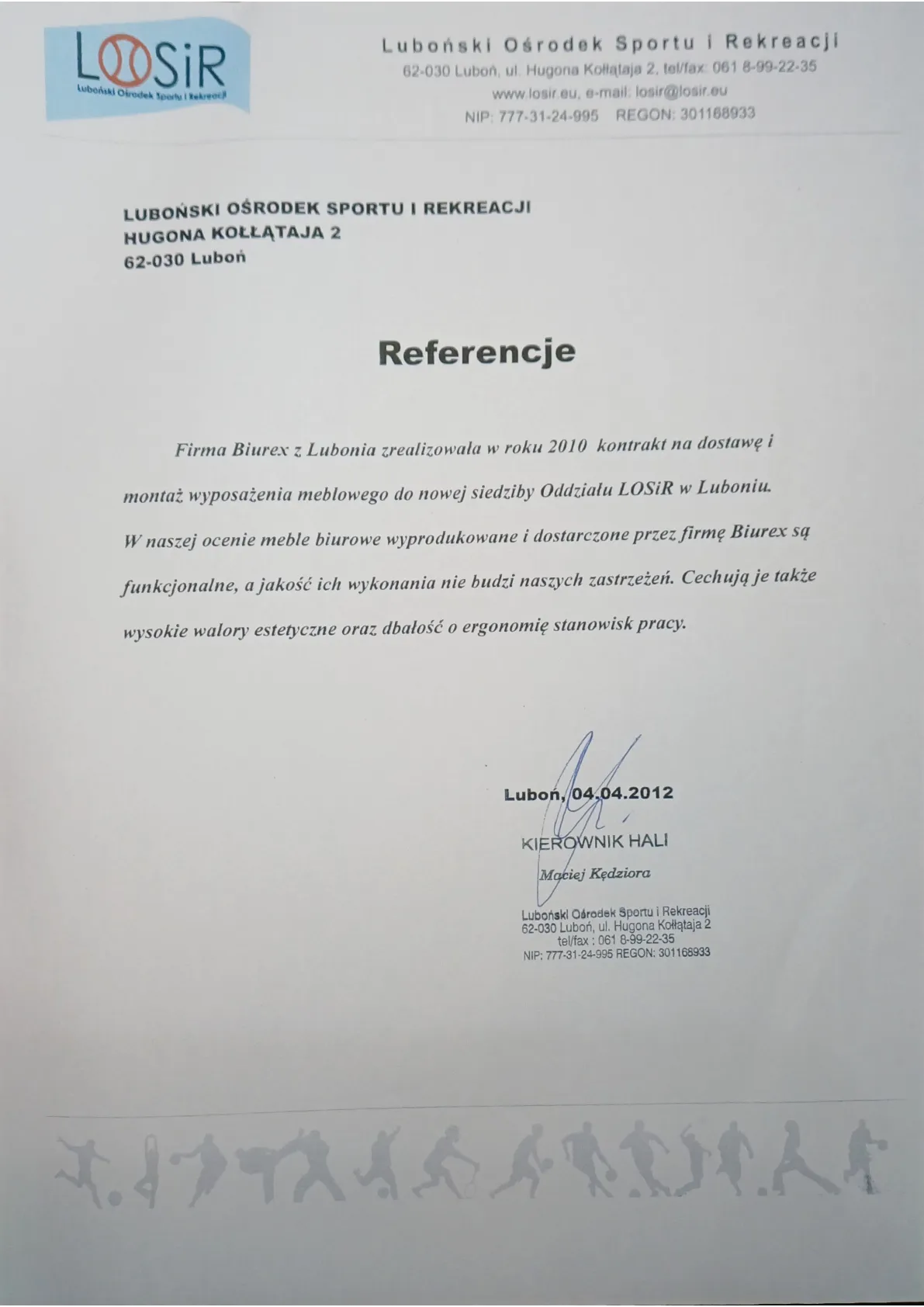 Referencje Luboński Ośrodek Sportu i Rekreacji