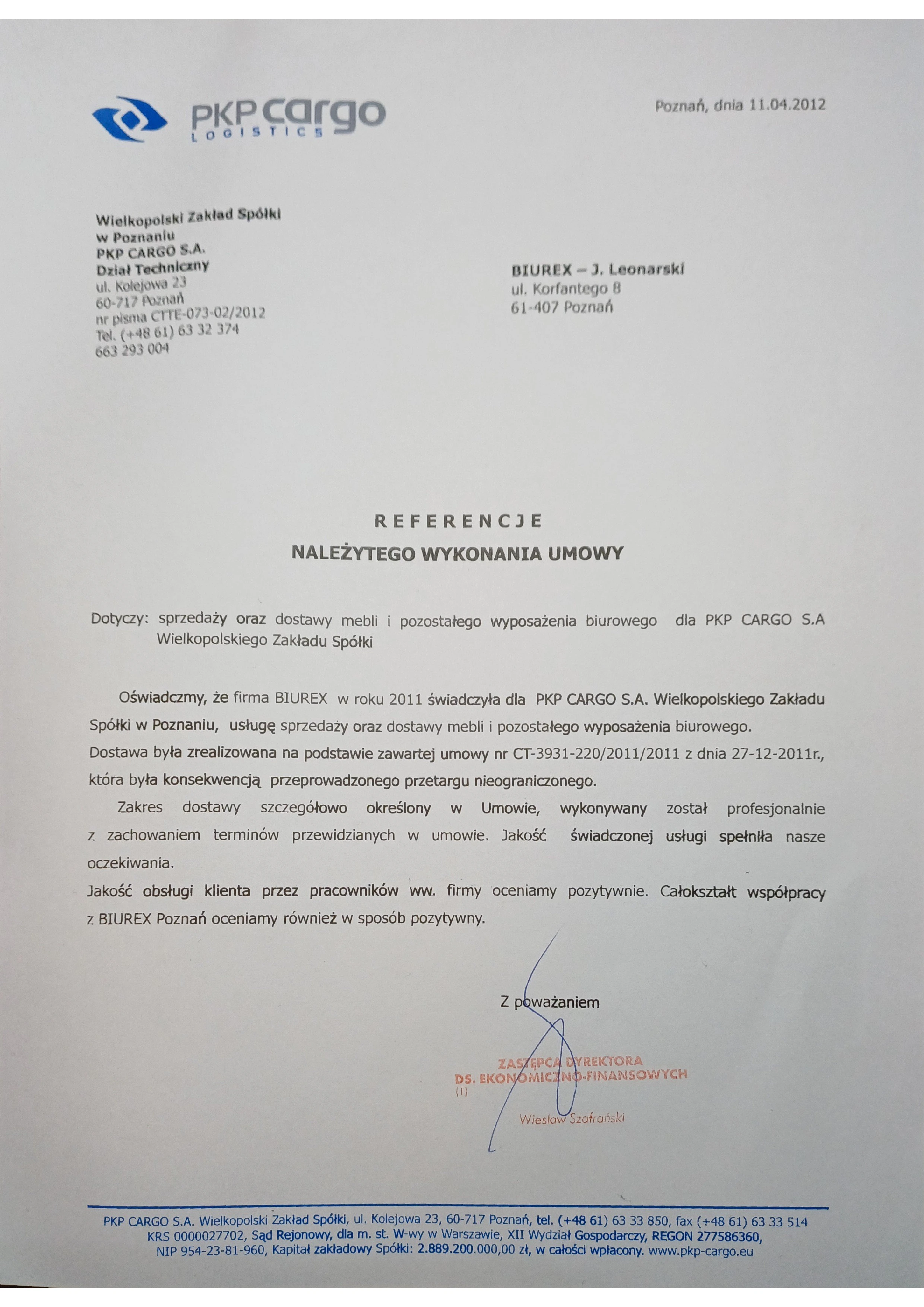 Referencje PKP Cargo