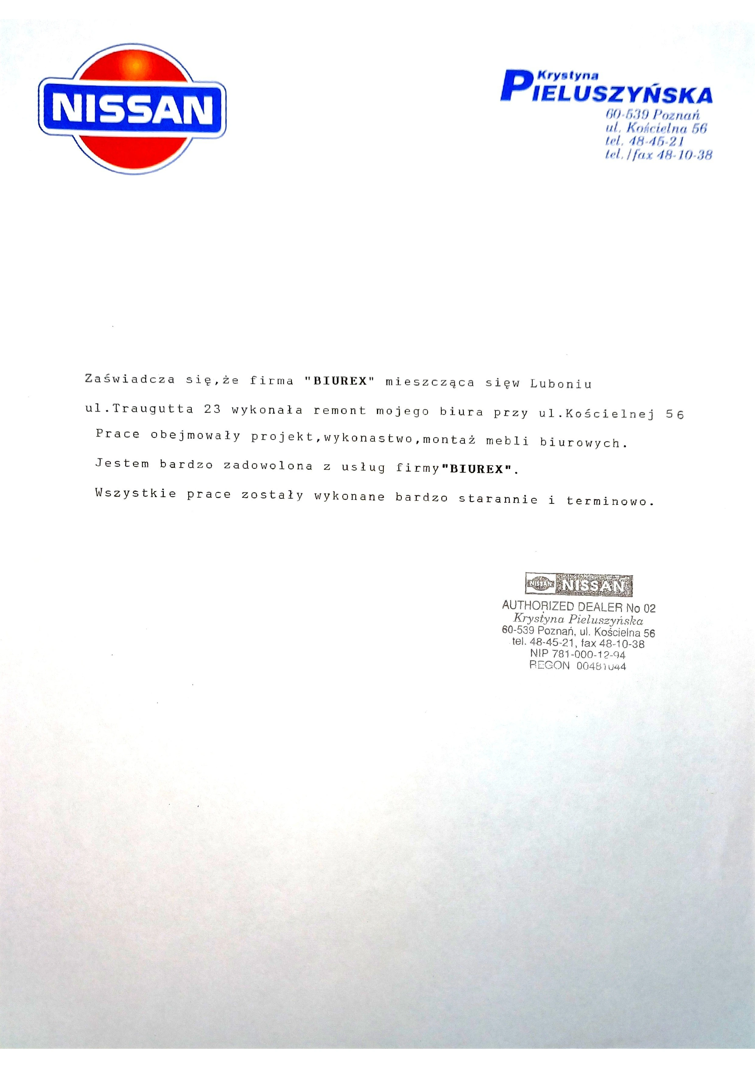 Referencje Nissan